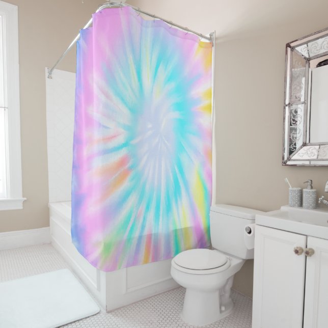 Pastel Tie Dye Shower Curtain (In Situ)