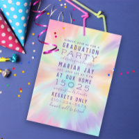 Pastel Tie Dye Typography Graduation Party