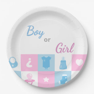 Pastel Tiny Icons Baby Showers & Gender Reveals Paper Plate
