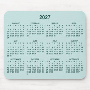 Pastel to Dark Teal 2027 Calendar Mouse Mat