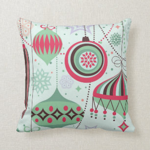 Pastel Tones Art-Deco Christmas Ornaments Cushion
