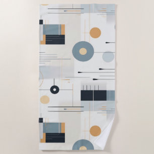 Pastel tones mid-century geometric pattern beach towel