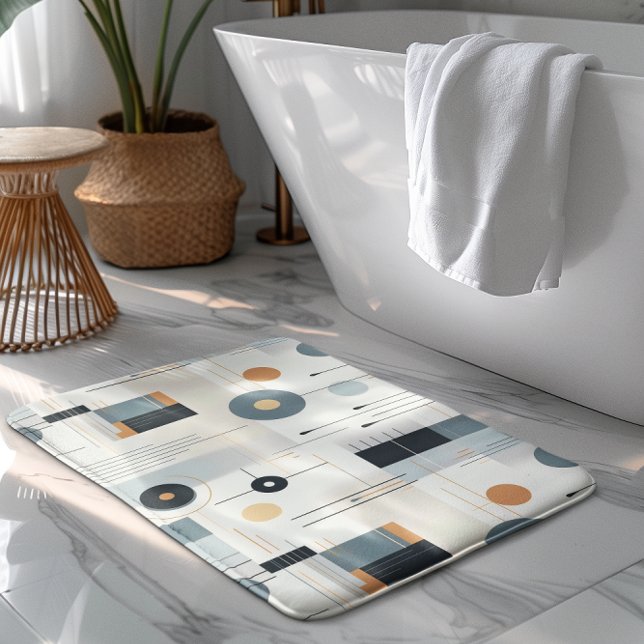 Pastel tones retro geometric pattern bath mat (Creator Uploaded)