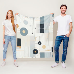 Pastel tones retro geometric pattern fleece blanket