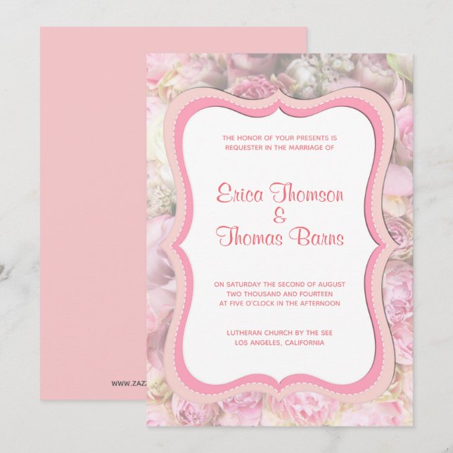 Pastel Tones Roses Wedding Invitation (Front/Back)