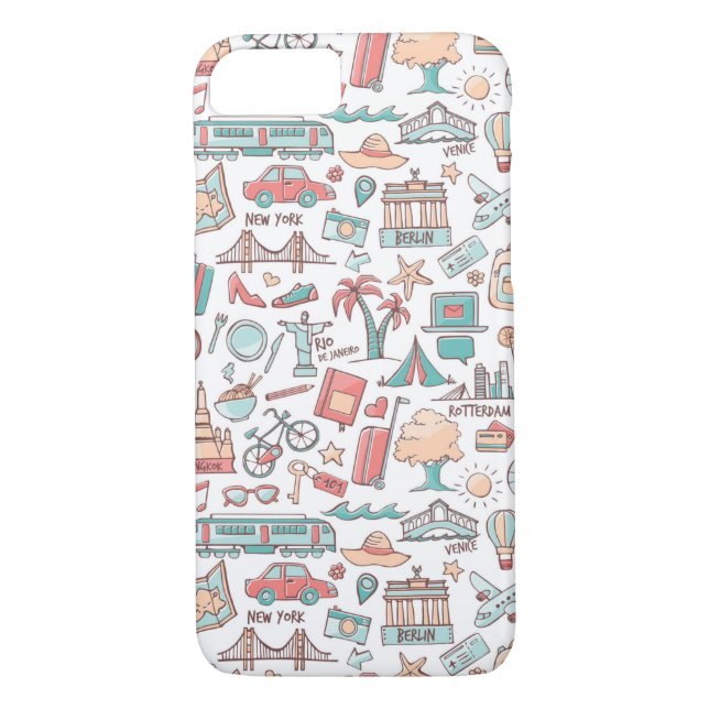 Pastel Tourist Pattern Case-Mate iPhone Case (Back)