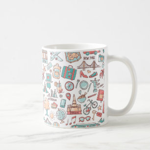 Pastel Tourist Pattern Coffee Mug