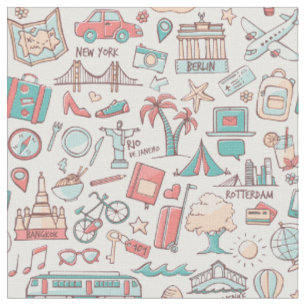 Pastel Tourist Pattern Fabric