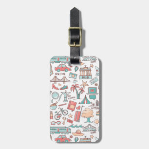 Pastel Tourist Pattern Luggage Tag