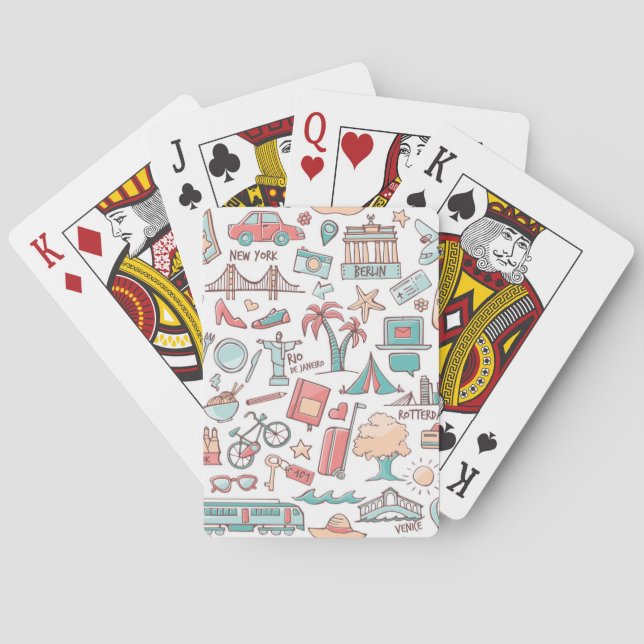 Pastel Tourist Pattern Playing Cards (Back)
