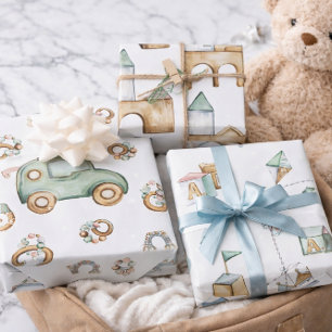 Pastel Toy and Car Gift Wrap