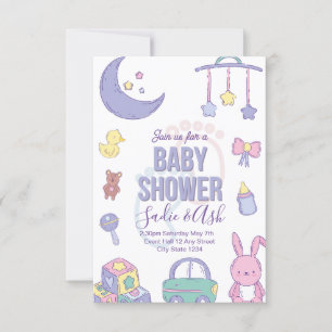 Pastel Toys Gender Neutral Baby Shower Invitation