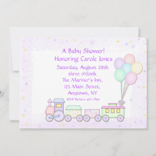 Pastel Train Baby Shower Invitation
