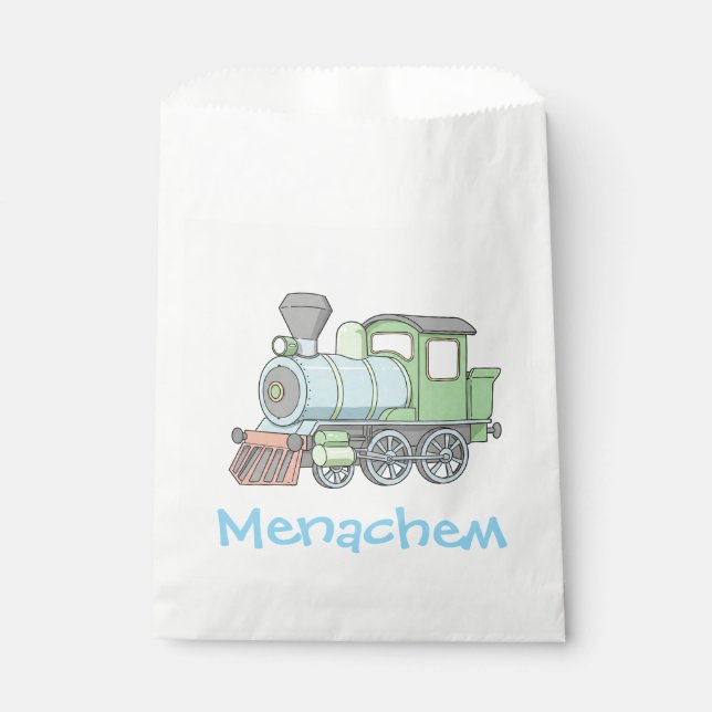 Pastel Train upsherin favour bag (Front)