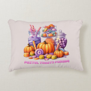 Pastel Treats Parade – Cute Candy & Pumpkin Decorative Cushion