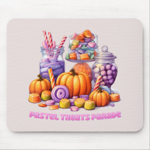 Pastel Treats Parade – Cute Candy & Pumpkin Mouse Mat