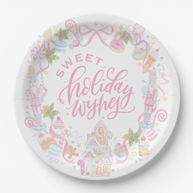 Pastel Treats | Sweet Holiday Wishes Paper Plate (Front)