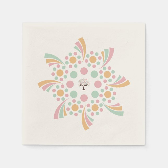 Pastel Tree of Life Mandala  Napkin (Front)