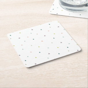 Pastel Triangle Doodle Pattern Square Paper Coaster