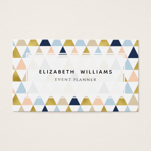 Pastel Triangles Event Planner Business Cards (Front)