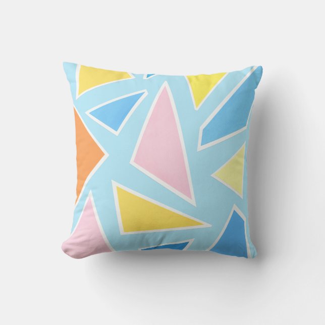 Pastel Triangles on Pale Blue Cushion (Front)