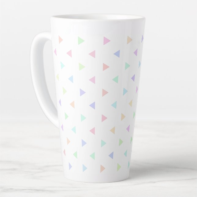 Pastel Triangles Pattern Multicolor Latte Mug (Left Angle)