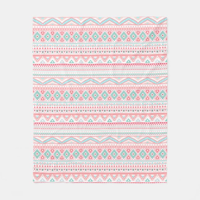 Pastel Tribal Pattern Fleece Blanket, Medium Blanket (Front)