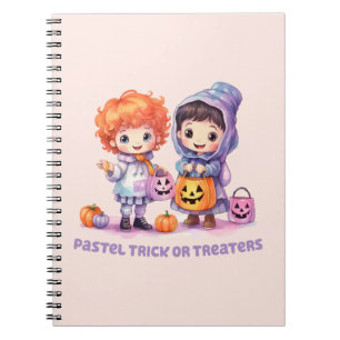 Pastel Trick or Treaters - Cartoon Boy and Girl Notebook