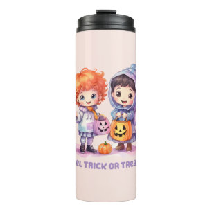 Pastel Trick or Treaters - Cartoon Boy and Girl Thermal Tumbler