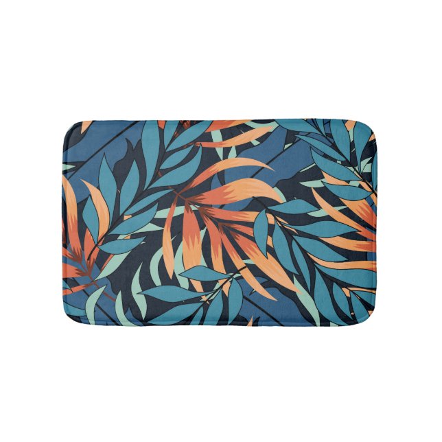 Pastel Tropical Abstract Botanicals Bath Mat (Front)