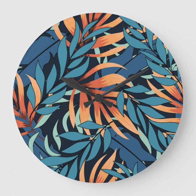 Pastel Tropical Abstract Botanicals Large Clock (Front)