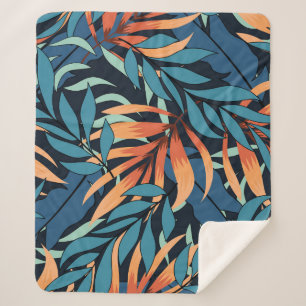 Pastel Tropical Abstract Botanicals Sherpa Blanket