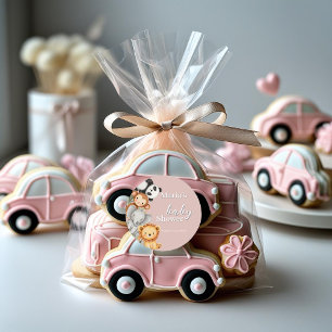 Pastel Tropical Baby Shower Jungle Safari Animals  Classic Round Sticker
