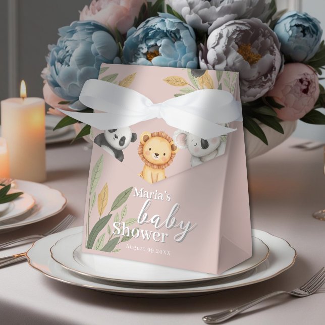 Pastel Tropical Baby Shower Jungle Safari Animals  Favour Box (Creator Uploaded)