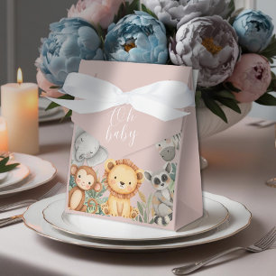 Pastel Tropical Baby Shower Jungle Safari Animals  Favour Box