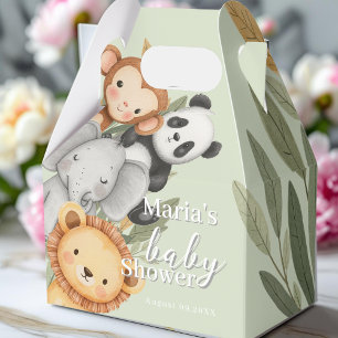 Pastel Tropical Baby Shower Jungle Safari Animals Favour Box