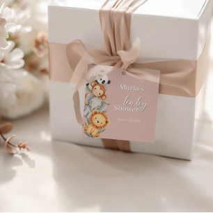 Pastel Tropical Baby Shower Jungle Safari Animals Favour Tags