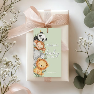 Pastel Tropical Baby Shower Jungle Safari Animals Gift Tags