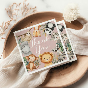 Pastel Tropical baby shower Jungle Safari Animals Napkin