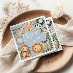 Pastel Tropical baby shower Jungle Safari Animals Napkin