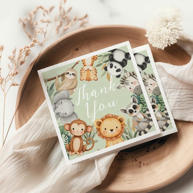 Pastel Tropical baby shower Jungle Safari Animals  Napkin (Creator Uploaded)
