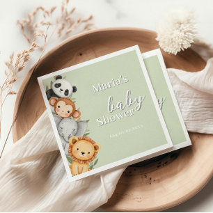 Pastel Tropical Baby Shower Jungle Safari Animals Napkin