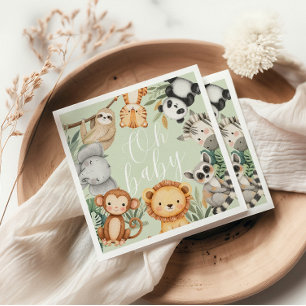 Pastel Tropical baby shower Jungle Safari Animals Napkin