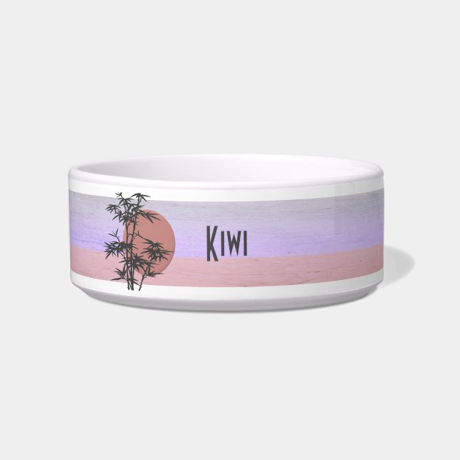 Pastel Tropical Monogrammed Name Pet Bowl (Front)