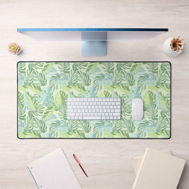 Pastel Tropical Palm Leaves Desk Mat (Office 1)