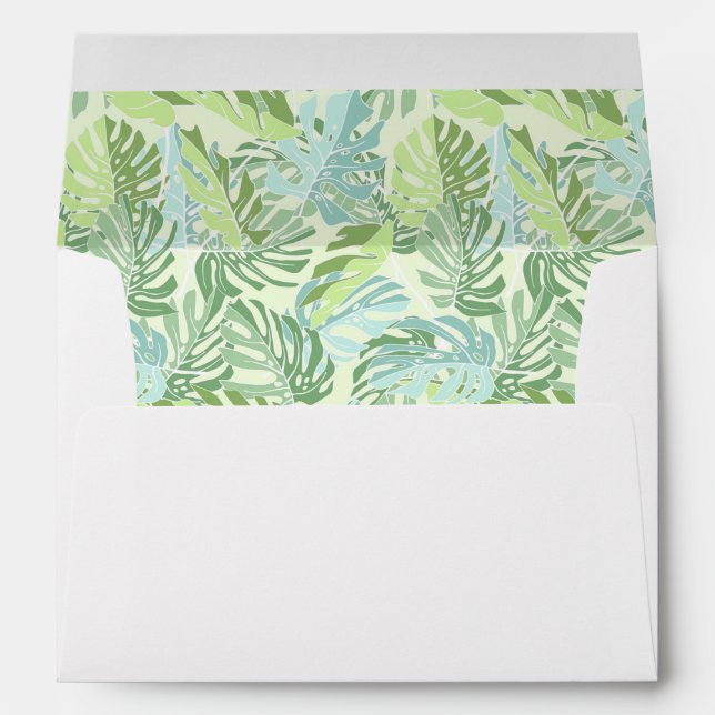 Pastel Tropical Palm Leaves Envelope (Back (Bottom))