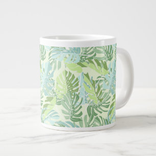 Pastel Tropical Palm Leaves Large Coffee Mug