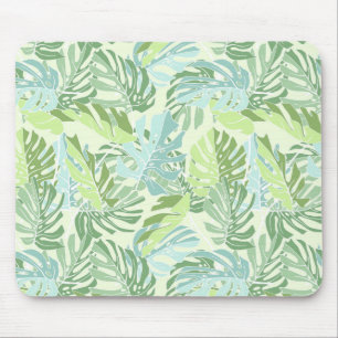 Pastel Tropical Palm Leaves Mouse Mat
