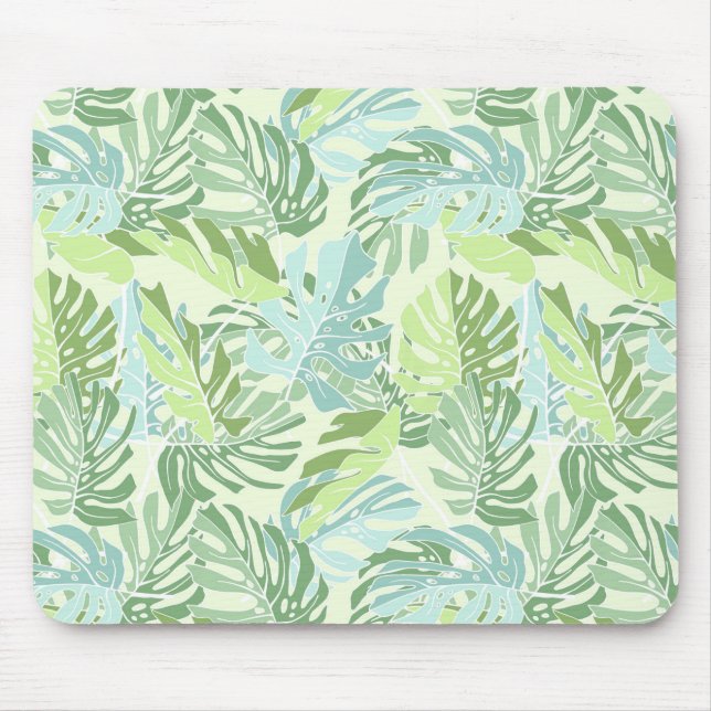 Pastel Tropical Palm Leaves Mouse Mat (Front)