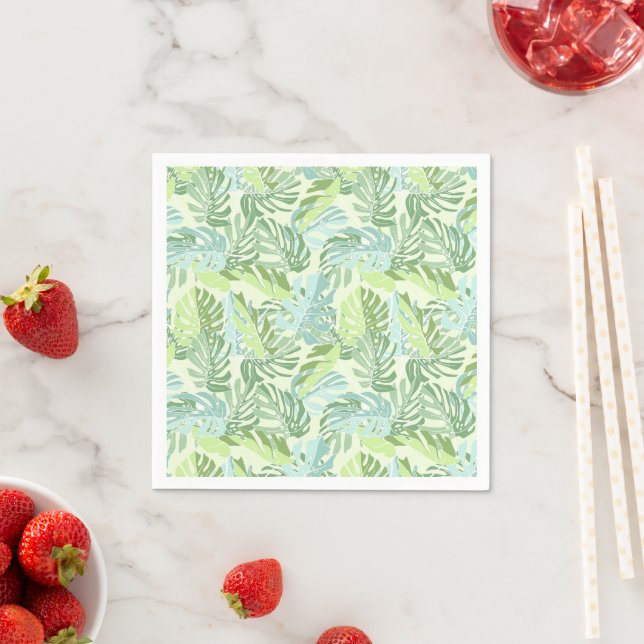 Pastel Tropical Palm Leaves Napkin (Insitu)